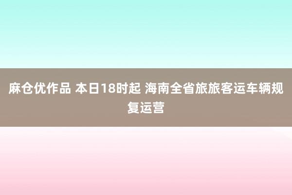 麻仓优作品 本日18时起 海南全省旅旅客运车辆规复运营