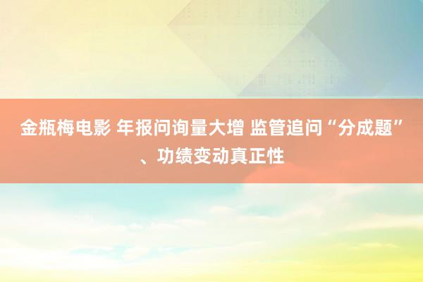 金瓶梅电影 年报问询量大增 监管追问“分成题”、功绩变动真正性