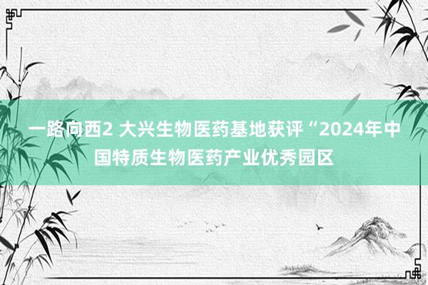 一路向西2 大兴生物医药基地获评“2024年中国特质生物医药产业优秀园区