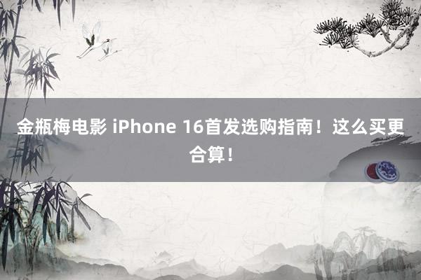 金瓶梅电影 iPhone 16首发选购指南！这么买更合算！