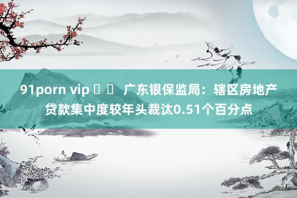 91porn vip 		 广东银保监局：辖区房地产贷款集中度较年头裁汰0.51个百分点