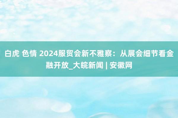 白虎 色情 2024服贸会新不雅察：从展会细节看金融开放_大皖新闻 | 安徽网