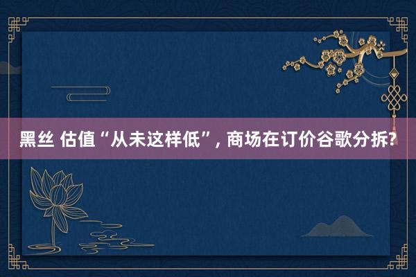 黑丝 估值“从未这样低”， 商场在订价谷歌分拆?