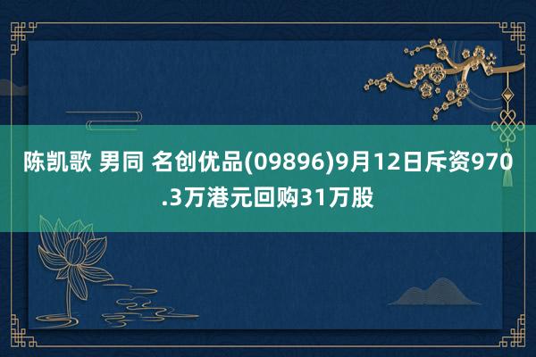 陈凯歌 男同 名创优品(09896)9月12日斥资970.3万港元回购31万股