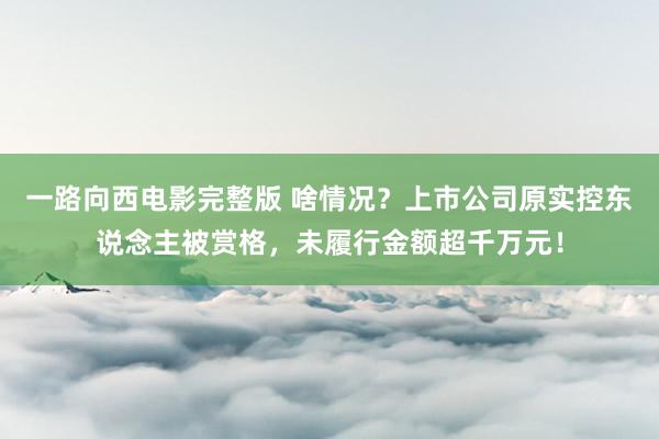 一路向西电影完整版 啥情况？上市公司原实控东说念主被赏格，未履行金额超千万元！