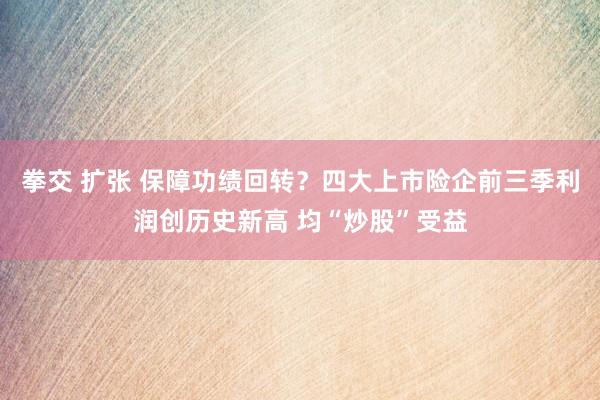 拳交 扩张 保障功绩回转？四大上市险企前三季利润创历史新高 均“炒股”受益