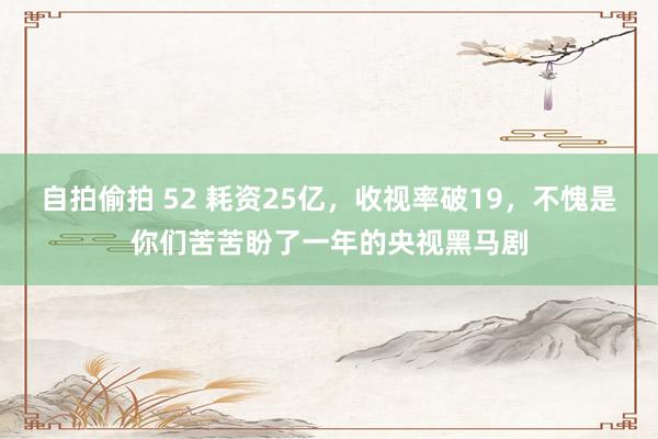 自拍偷拍 52 耗资25亿，收视率破19，不愧是你们苦苦盼了一年的央视黑马剧