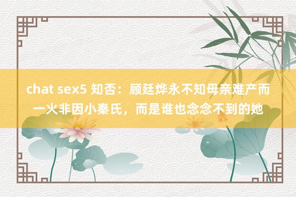 chat sex5 知否：顾廷烨永不知母亲难产而一火非因小秦氏，而是谁也念念不到的她