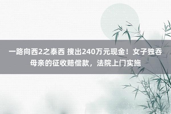 一路向西2之泰西 搜出240万元现金！女子独吞母亲的征收赔偿款，法院上门实施