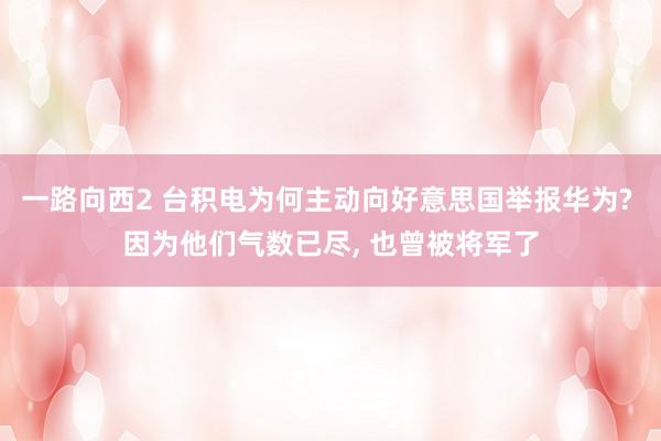 一路向西2 台积电为何主动向好意思国举报华为? 因为他们气数已尽， 也曾被将军了