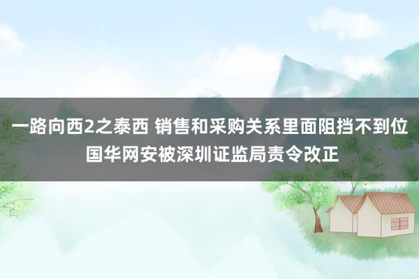 一路向西2之泰西 销售和采购关系里面阻挡不到位 国华网安被深圳证监局责令改正