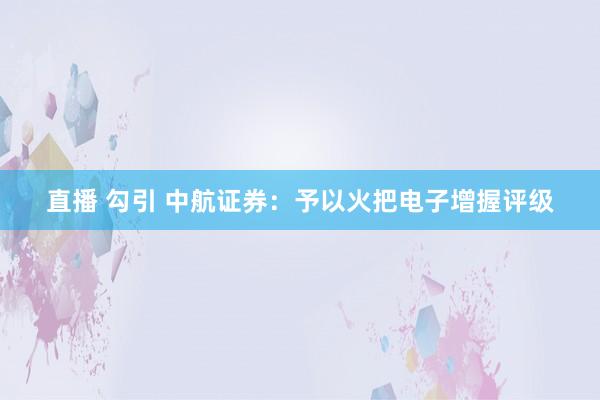 直播 勾引 中航证券：予以火把电子增握评级