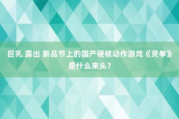 巨乳 露出 新品节上的国产硬核动作游戏《灵拳》是什么来头？