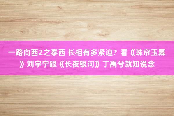 一路向西2之泰西 长相有多紧迫？看《珠帘玉幕》刘宇宁跟《长夜银河》丁禹兮就知说念