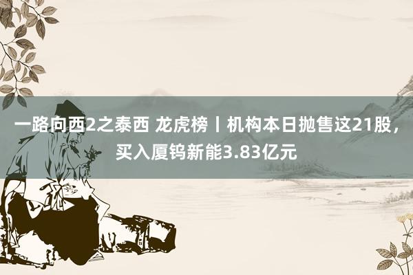 一路向西2之泰西 龙虎榜丨机构本日抛售这21股，买入厦钨新能3.83亿元