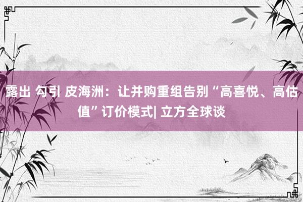 露出 勾引 皮海洲：让并购重组告别“高喜悦、高估值”订价模式| 立方全球谈