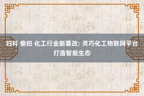 妇科 偷拍 化工行业新篡改: 灵巧化工物联网平台打造智能生态