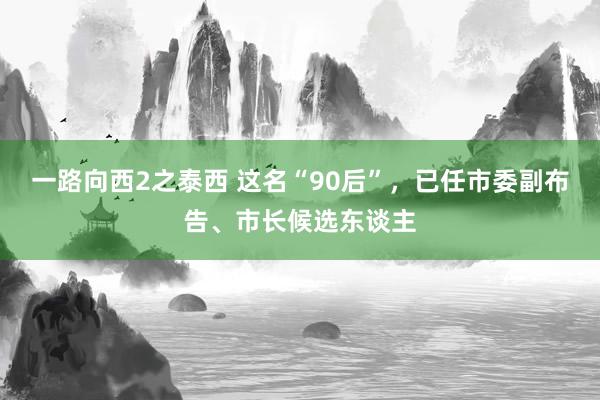 一路向西2之泰西 这名“90后”，已任市委副布告、市长候选东谈主