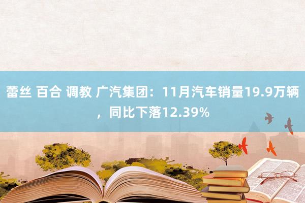 蕾丝 百合 调教 广汽集团：11月汽车销量19.9万辆，同比下落12.39%