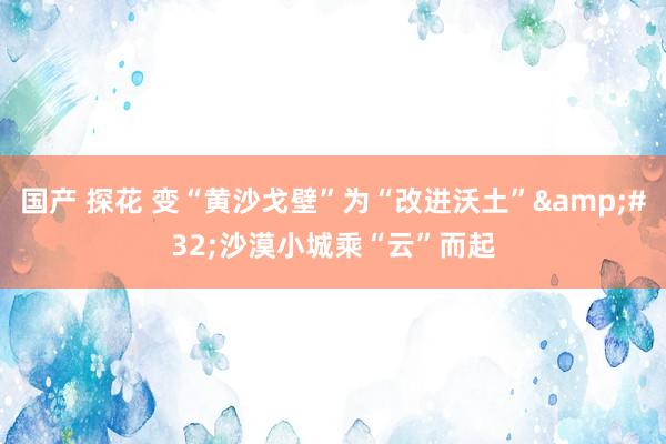 国产 探花 变“黄沙戈壁”为“改进沃土”&#32;沙漠小城乘“云”而起