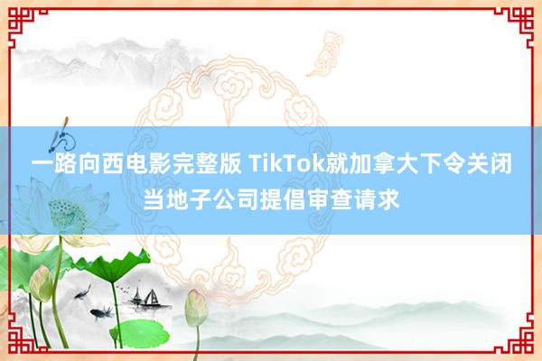 一路向西电影完整版 TikTok就加拿大下令关闭当地子公司提倡审查请求