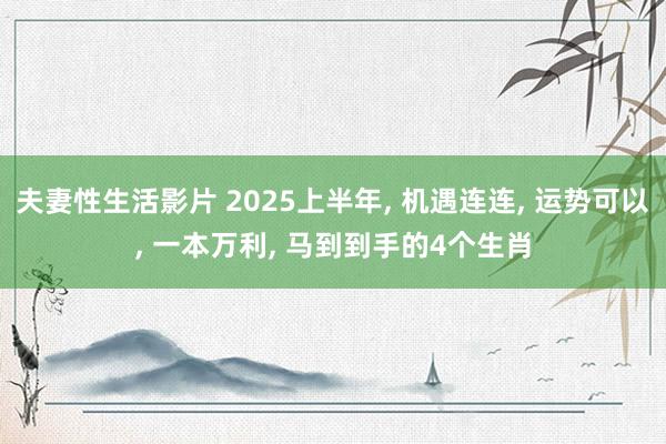 夫妻性生活影片 2025上半年, 机遇连连, 运势可以, 一本万利, 马到到手的4个生肖