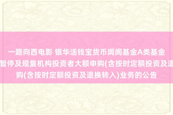 一路向西电影 银华活钱宝货币阛阓基金A类基金份额和F类基金份额暂停及规复机构投资者大额申购(含按时定额投资及退换转入)业务的公告