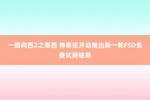 一路向西2之泰西 特斯拉开动推出新一轮FSD免费试用磋商