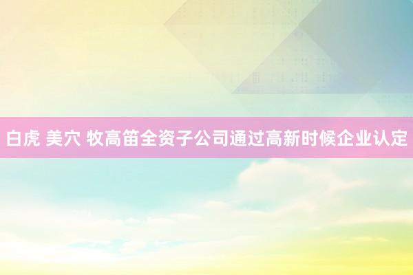 白虎 美穴 牧高笛全资子公司通过高新时候企业认定