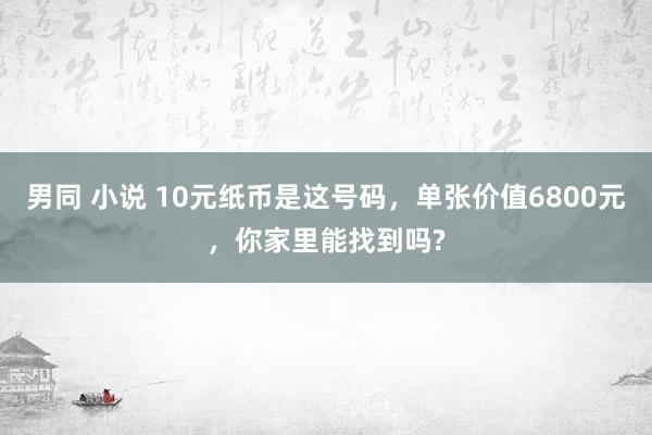 男同 小说 10元纸币是这号码，单张价值6800元，你家里能找到吗?